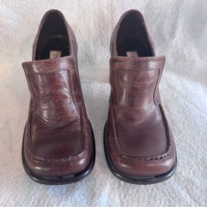 VTG Y2K Steve Madden Blinky Brown Leather Chunky Heel Loafers Sz 6.5